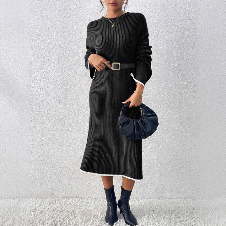 Damen lässiges Strickkleid mit Ribstruktur und weitem Schnitt Drune