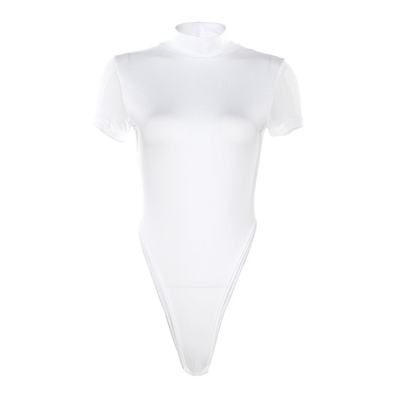 Damen Figurbetontes Bodysuit mit Hochkragen Drune