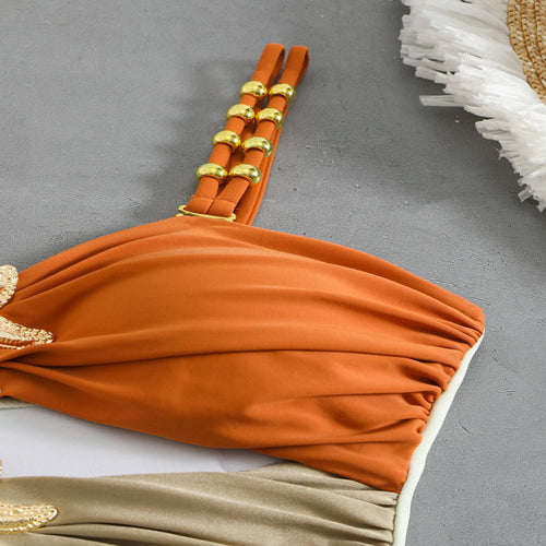 Damen Einteiler Badeanzug mit elegantem Cut-Out und modischen Trägerschlaufen Drune