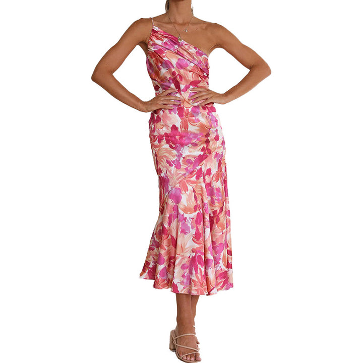 Damen Maxikleid mit asymmetrischem Schnitt und floralem Design Drune