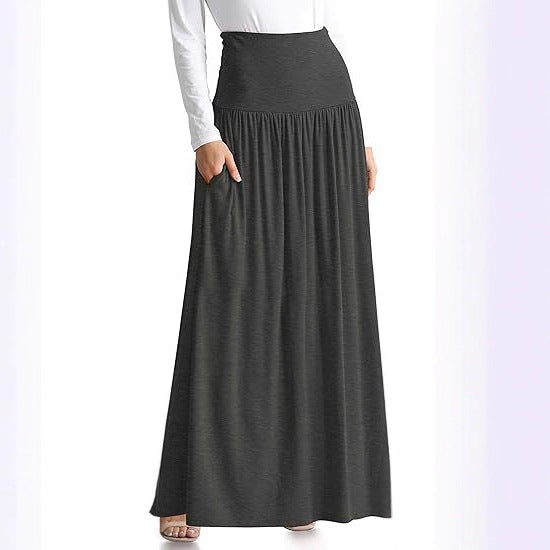 Damen Maxi-Rock mit elastischem Bund und Taschen Drune
