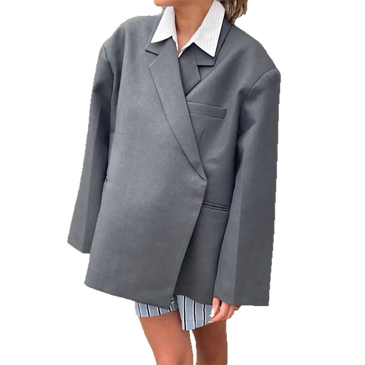 Damen Oversized Blazer mit eleganter Tasche und schickem Revers Drune