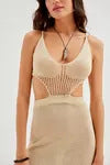Damen Maxikleid mit raffiniertem Netzdesign und hohem Schlitz Drune