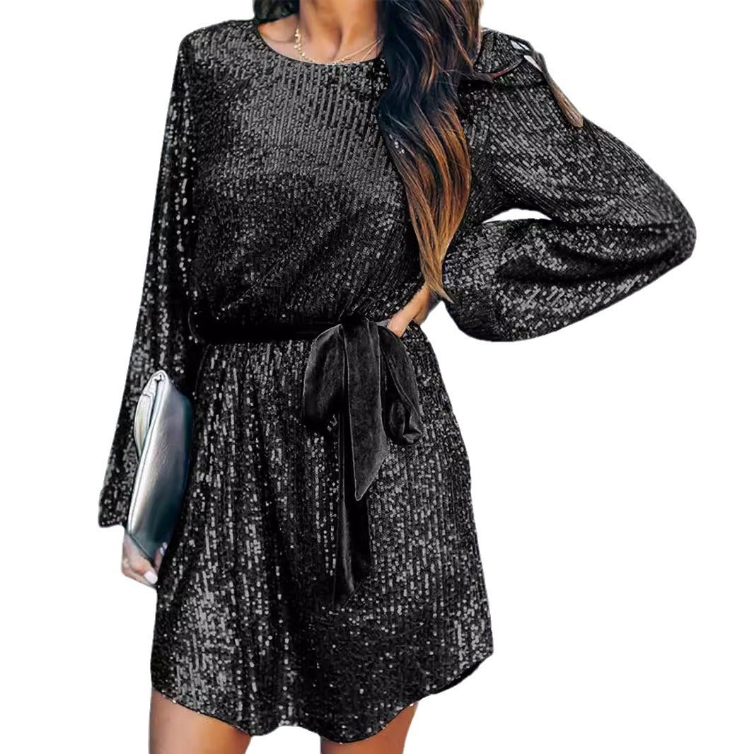 Damen Glitzerndes Jerseykleid mit eleganter Taillierung Drune