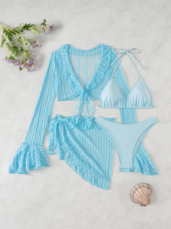 Damen Bikini-Set mit crop-top und lässigem Wickelrock Drune
