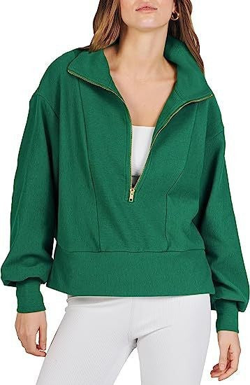 Damen lässiger Pullover mit Stehkragen und Reißverschluss Drune