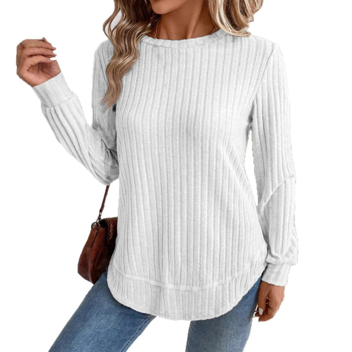 Damen lässiger Strickpullover mit vertikalen Streifen Drune