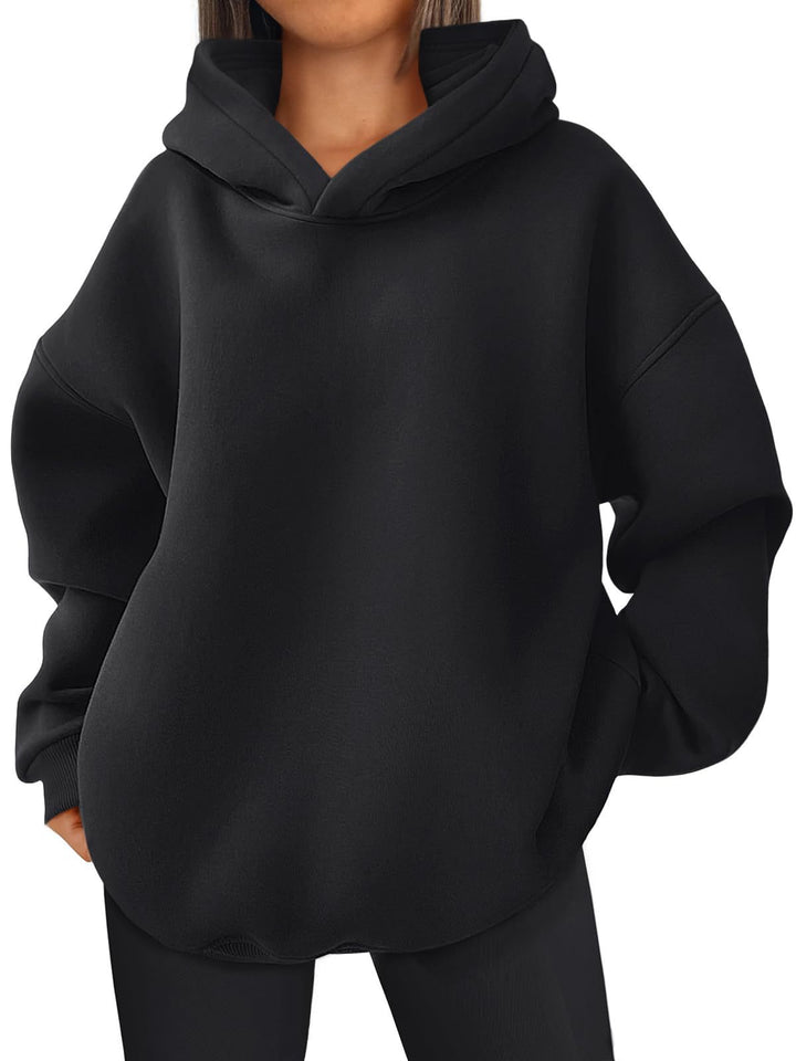 Damen nan kastiger Kapuzenpullover mit doppellagiger Kapuze, überschnittener Schulter und längerem Rückenteil Drune
