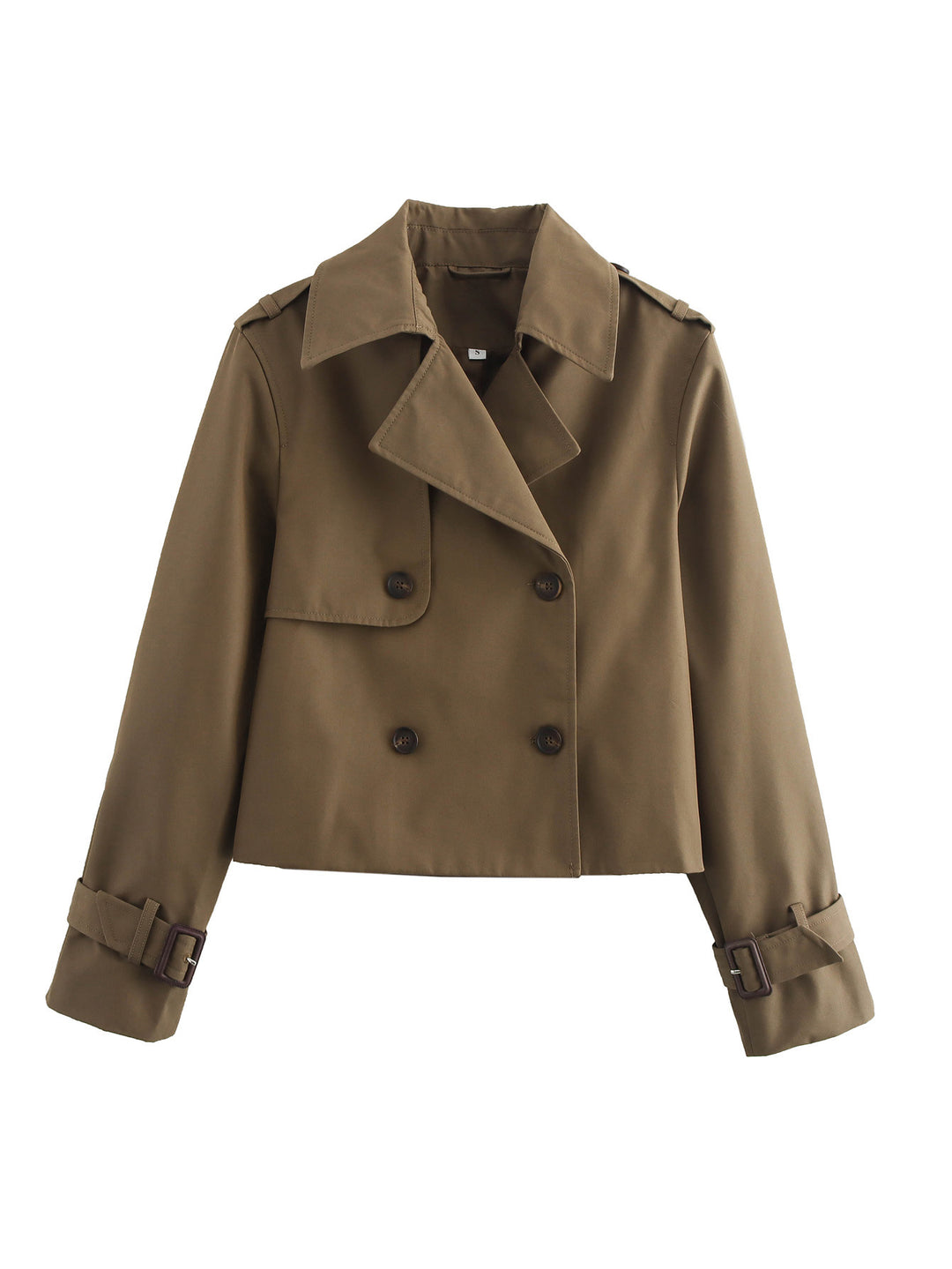 Damen Kurz Cropped Doppelreihige Trenchcoat Drune