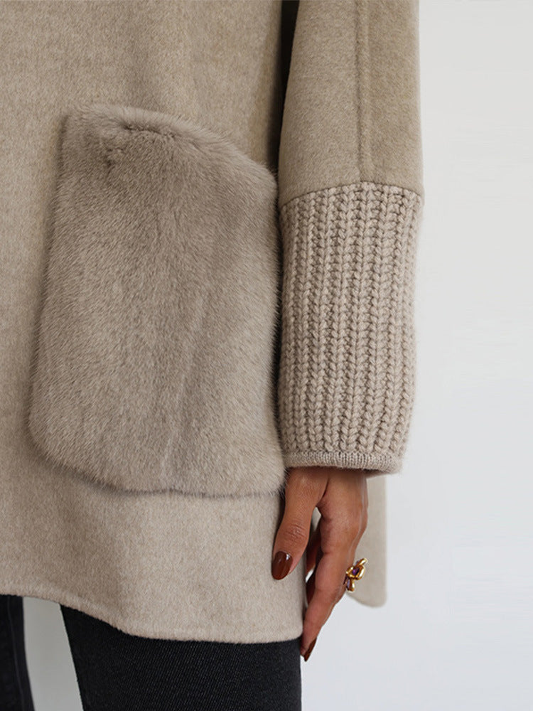Damen Übergröße Wolljacke mit einzigartigen Details Drune