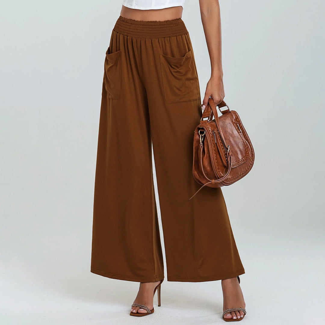 Damen Weite, luftige Palazzo-Hose mit elastischem Bund und praktischen Taschen Drune