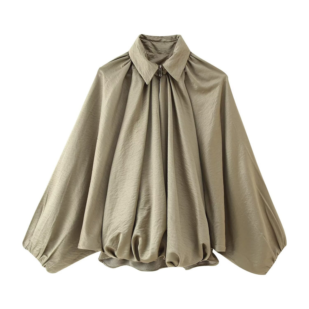 Damen elegante Bluse mit Plisseedetails Drune