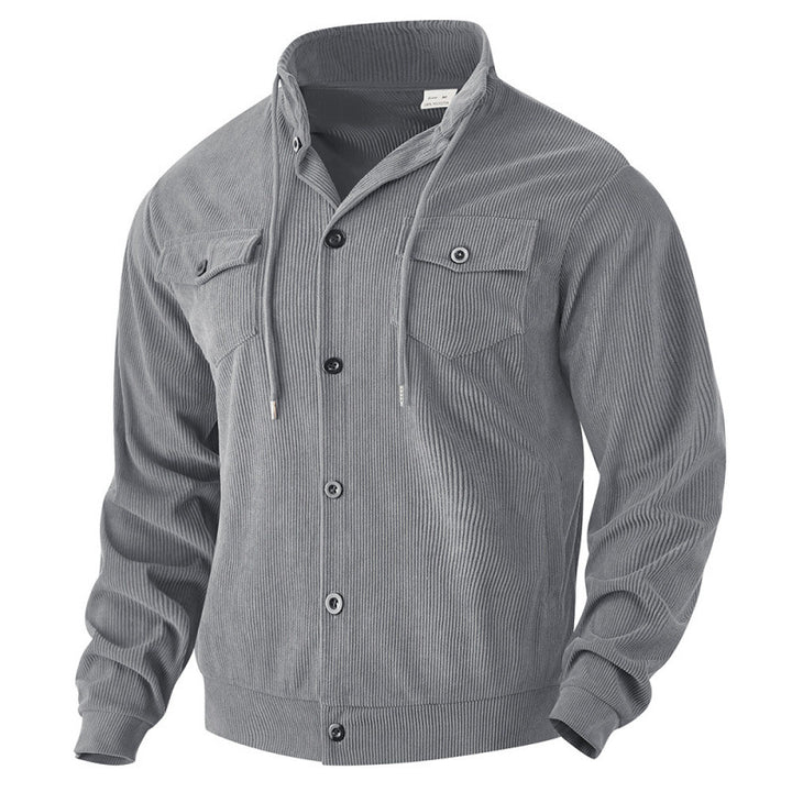 Herren stylische Kordjacke mit verstellbarem Kragen und praktischen Brusttaschen Drune