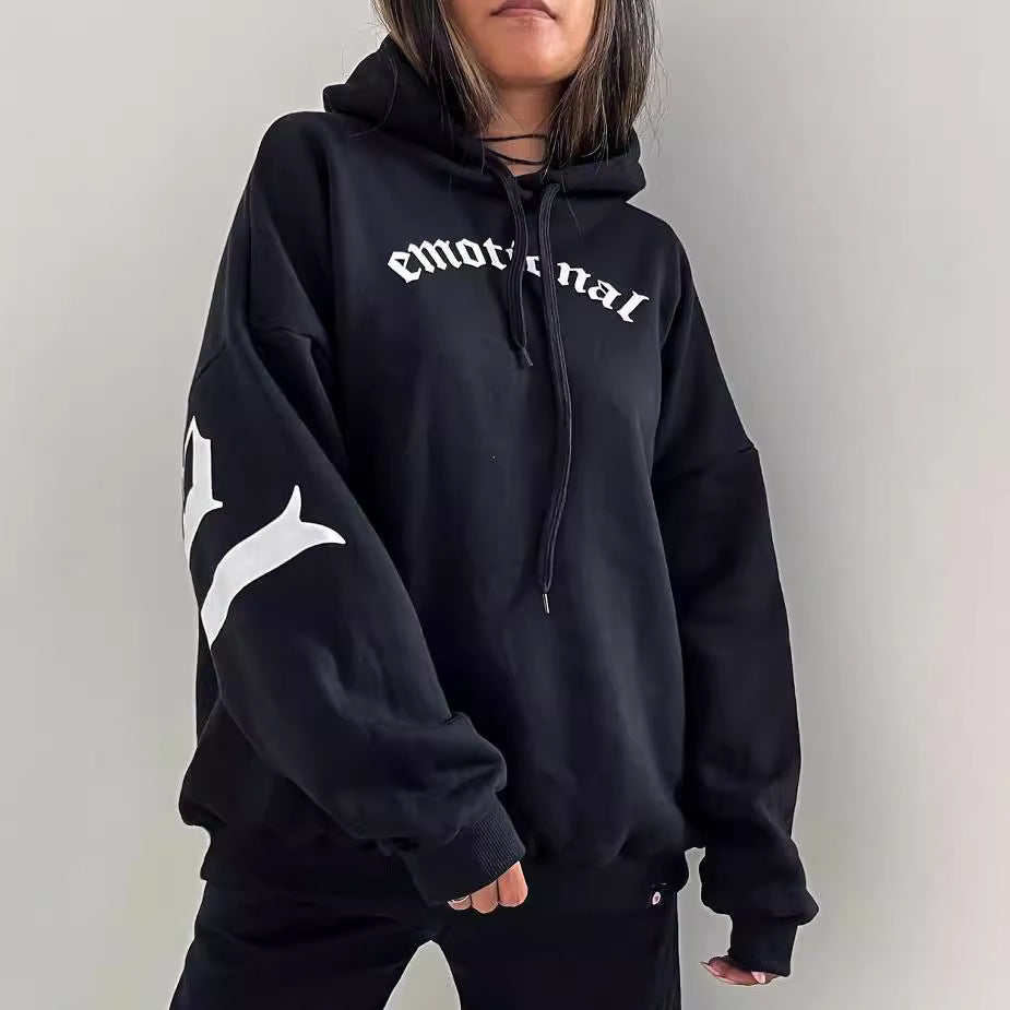 Damen Oversized Kapuzenpullover mit grafischem Print Drune