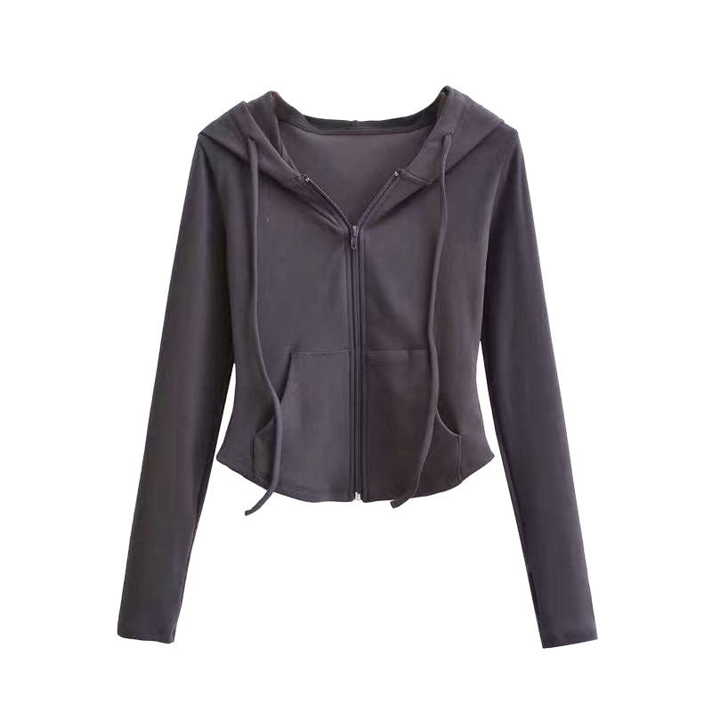 Damen modischer Kapuzenpullover mit praktischem Reißverschluss Drune