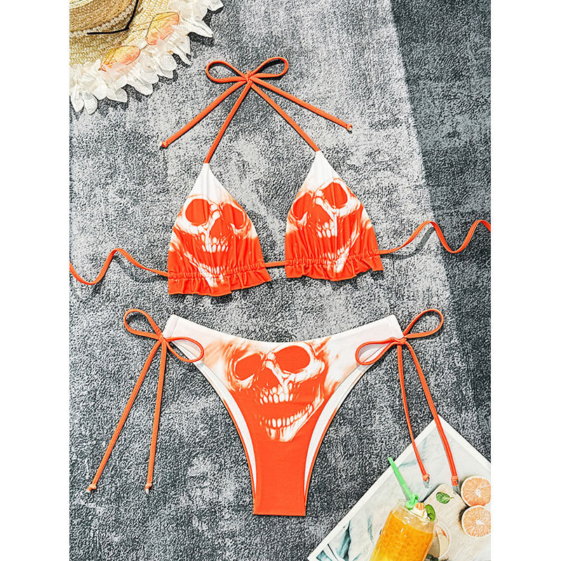 Damen Design-Bikini mit Skulls und Rüschendetails Drune
