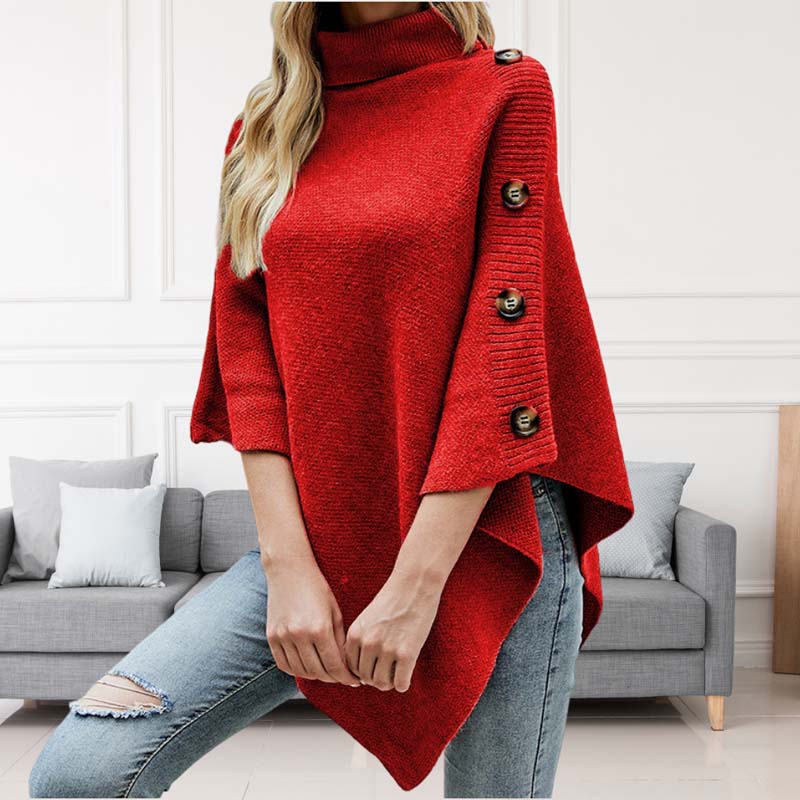 Drune | Poncho mit Knopfdetails Akryl Elegant und Warm