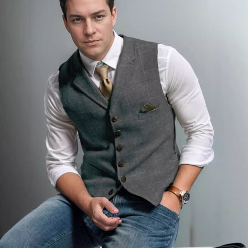 Herren stilvolle elegante Weste mit feinem Stoff Drune