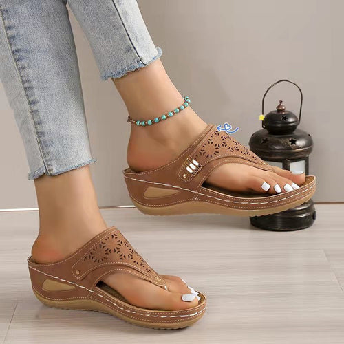 Damen nan ergonomische orthopädische Zehensteg-Sandalen mit gepolstertem Fußbett Drune