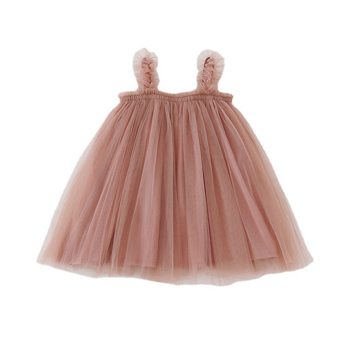 Mädchen Tüll Twirl Kleid mit Rüschen-Trägern Drune