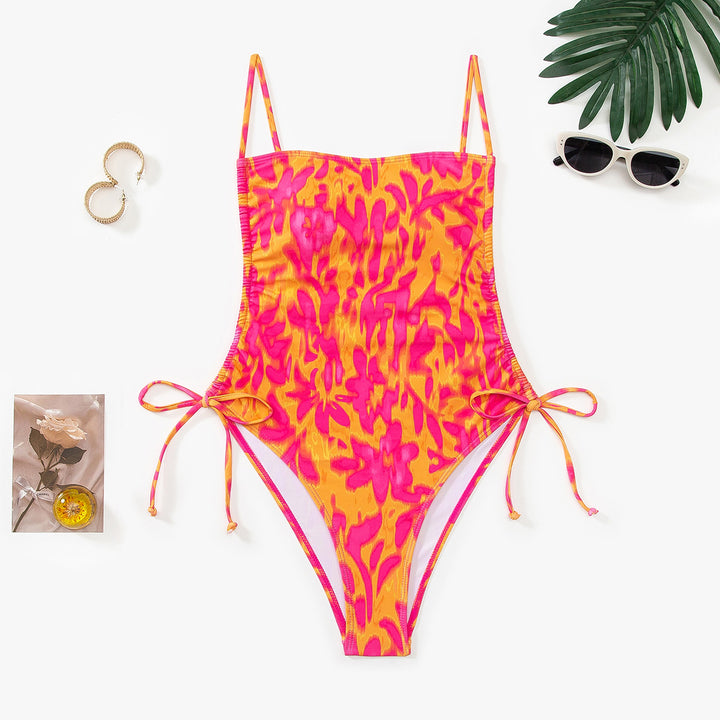 Damen Schwimmanzug mit kreativem floralen Muster und verstellbaren Trägern Drune