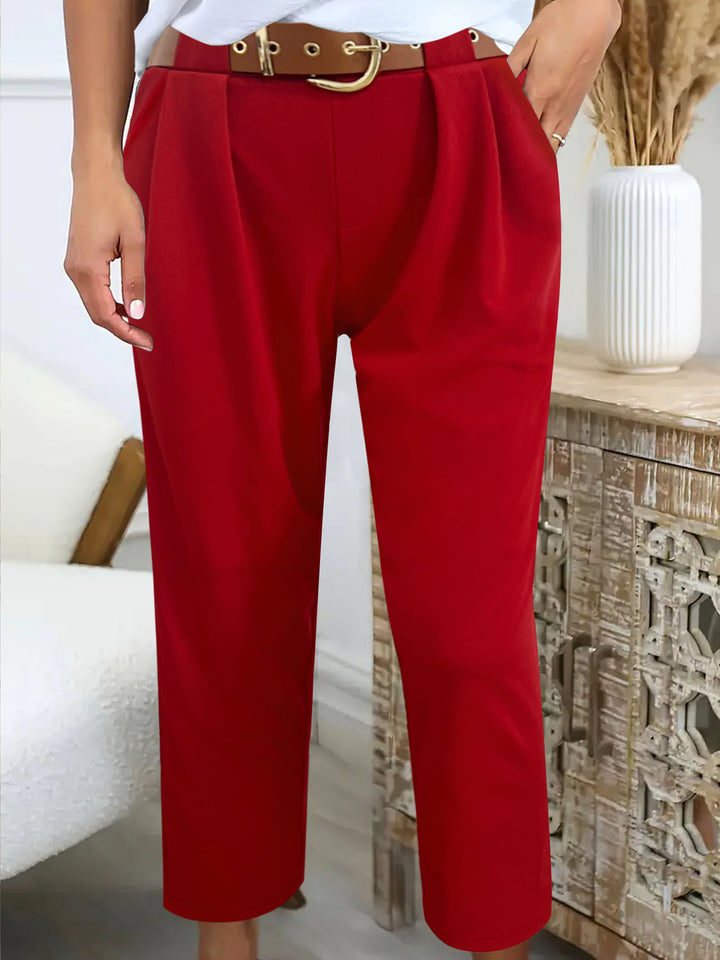 Damen Klassische Hochtaillenhose mit weit geschnittenem Bein Drune