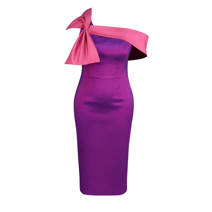 Damen elegantes Kleid mit asymmetrischem Rüschenakzent Drune
