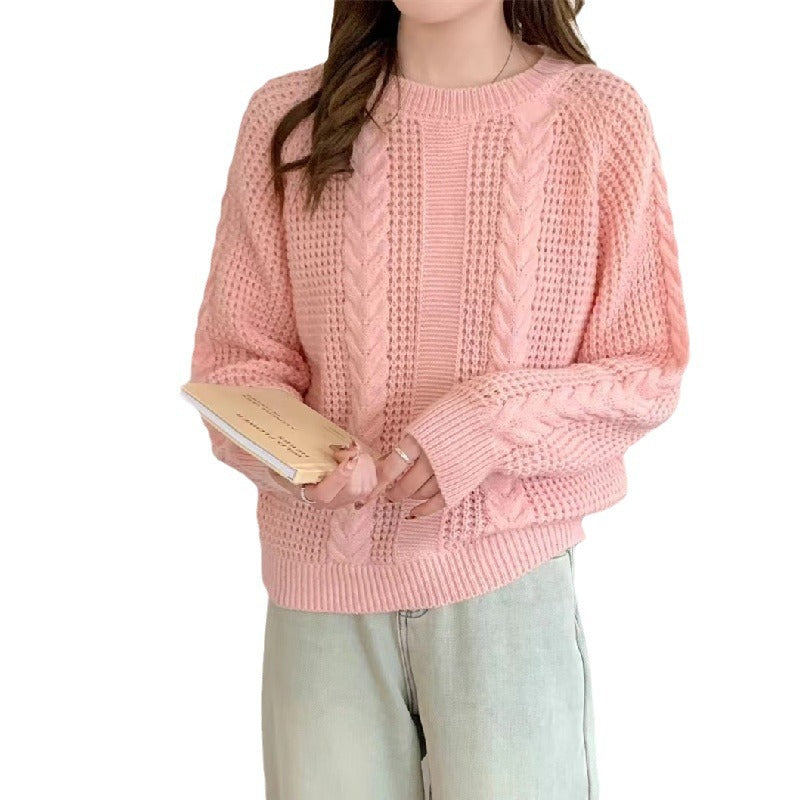 Damen Grobstrickpullover mit Zopfmuster und lockerer Passform Drune