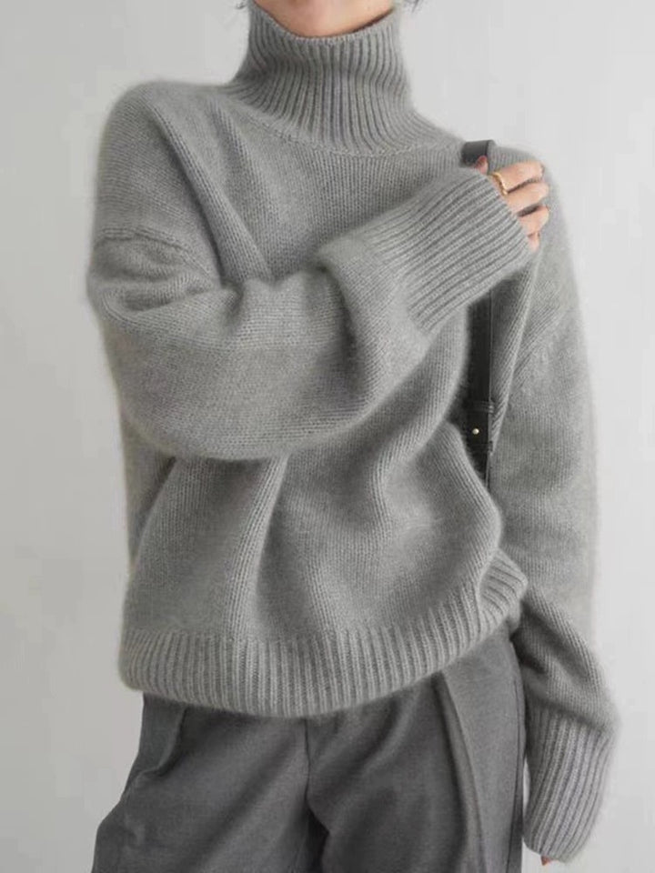 Damen gemütlicher Rollkragenpullover aus feiner Wolle Drune