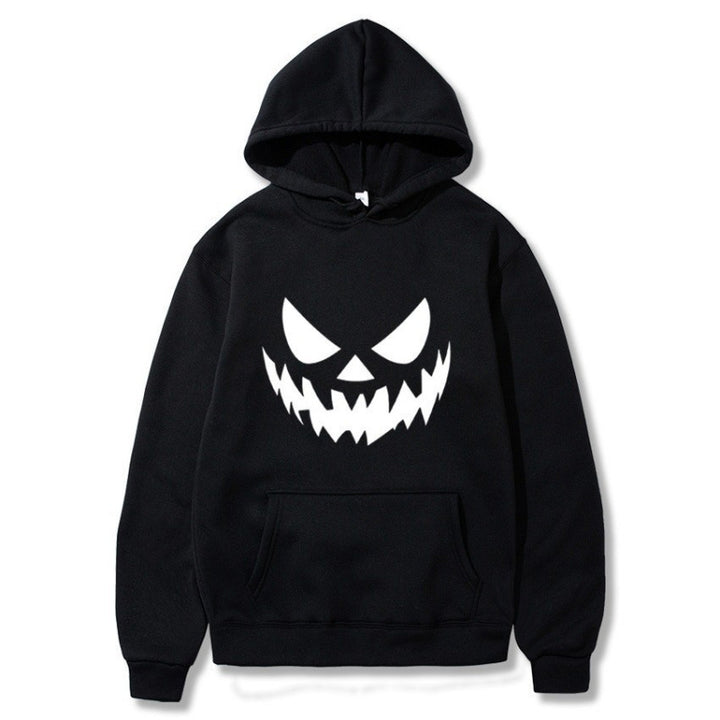 Unisex nan Kapuzenpullover mit gruseligem Kürbisgesicht-Print und Oversize Kängurutasche Drune