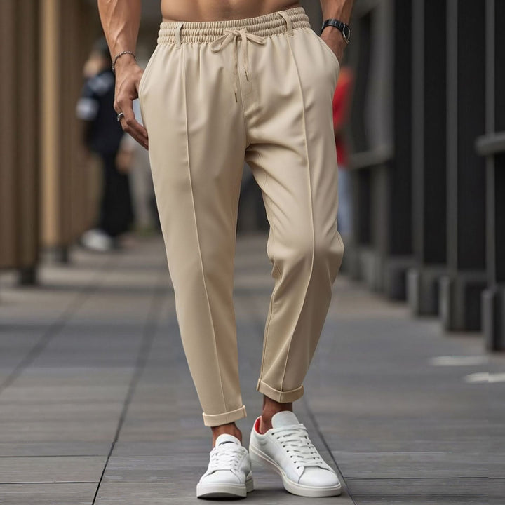 Drune | Herren Gerade Passform Elastischer Bund mit Kordelzug Weicher Baumwollmix