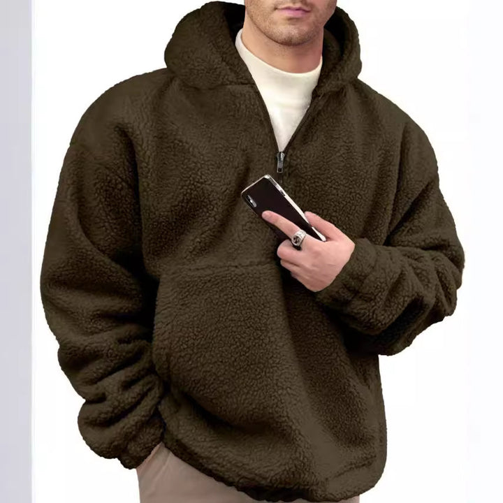 Herren kuscheliger Fleece-Pullover mit halbem Reißverschluss Drune