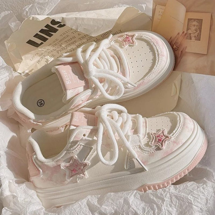 Damen Modische Sneakers mit Sternen-Applikationen Drune