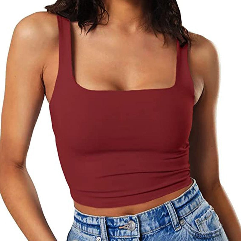 Damen Crop-Top mit quadratischem Ausschnitt und schmalem Schnitt Drune