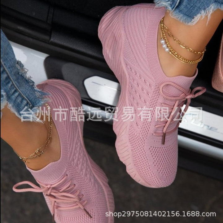 Damen nan leichte gestrickte Slip-On Sneaker mit Schnürdetail und gedämpfter Leichtsohle Drune