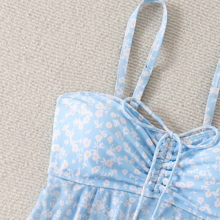 Damen Tankini mit ärmellosem Oberteil und verspieltem Blumendesign Drune