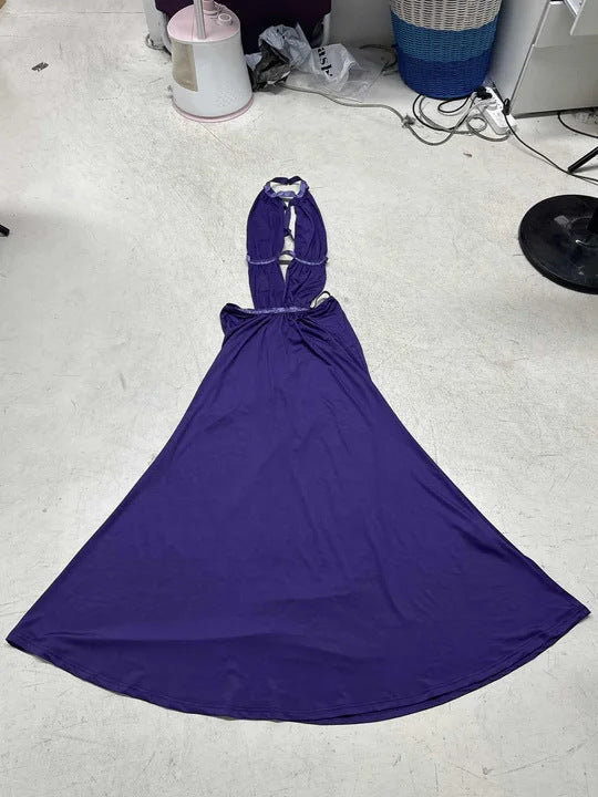 Damen Maxikleid mit tiefem V-Ausschnitt und elegantem Rückendetail Drune