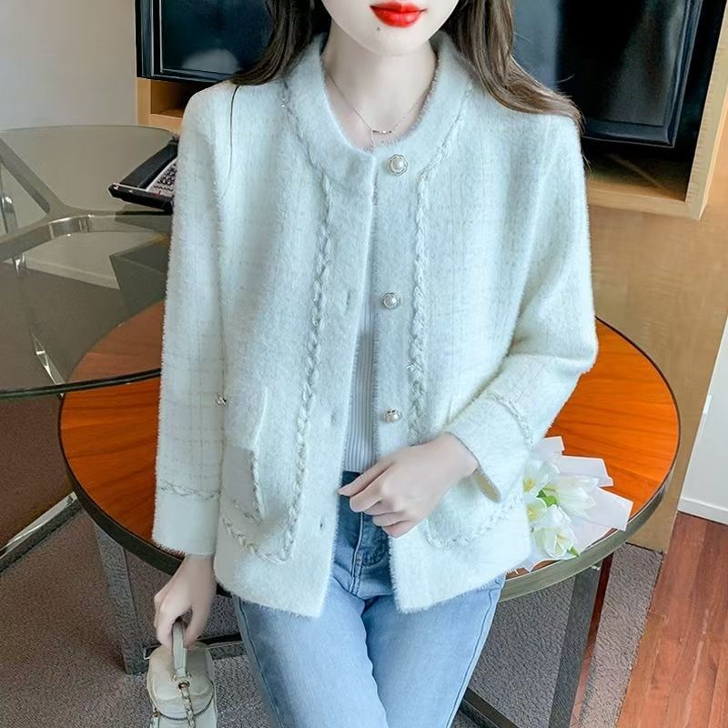 Damen elegantes Bouclé-Jäckchen mit feinen Knopfdetails Drune