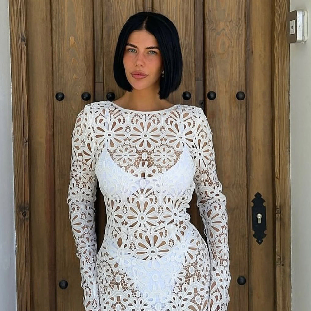 Damen gehäkeltes Blumen-Minikleid Drune
