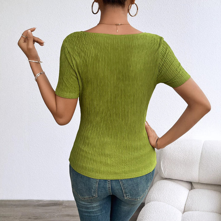Damen Elegantes Ripp-Tops mit V-Ausschnitt und schmeichelndem Schnitt Drune