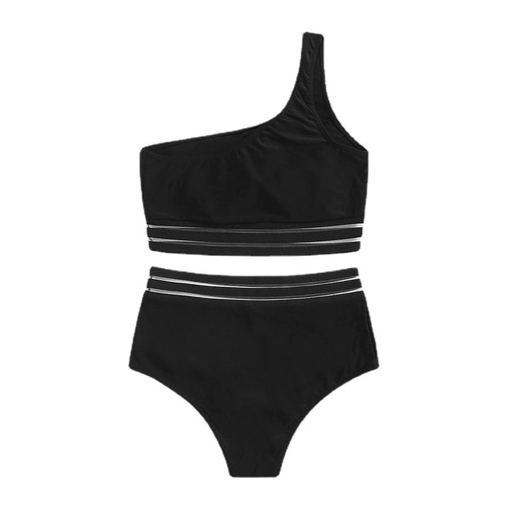 Damen asymmetrisches Bikini-Set mit elastischen Bändern Drune
