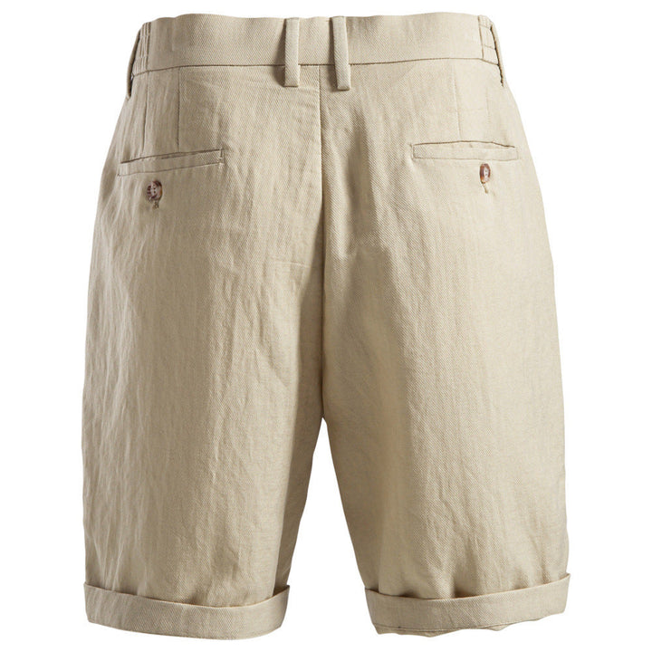 Herren nan lässige Leinenshorts mit Umschlag und Bundfalten Drune