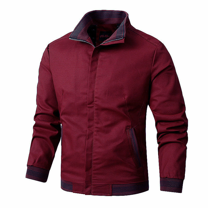 Herren nan sportlich-urbane Harrington-Jacke mit gestreiftem Stehkragen und verdeckter Druckknopfleiste Drune