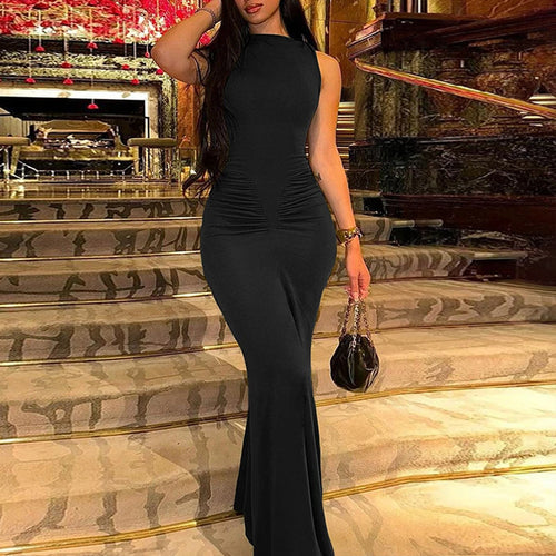 Damen Maxikleid mit körperbetontem Schnitt und eleganter Drapierung Drune