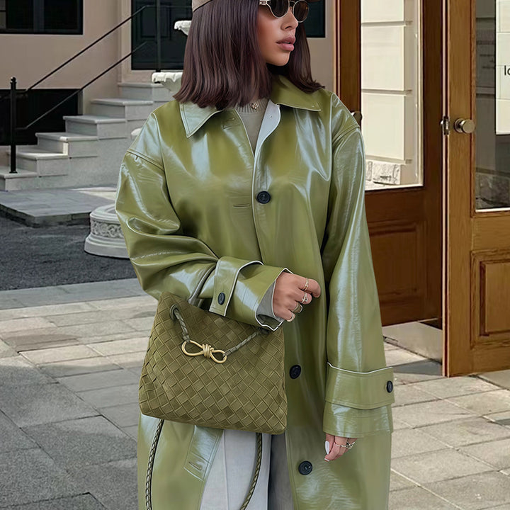 Damen Modische Hochglänzende Regenjacke mit großzügigem Schnitt Drune