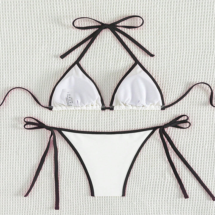Damen Triangel-Bikini mit verstellbaren Bindebändern und glamourösen Akzenten Drune