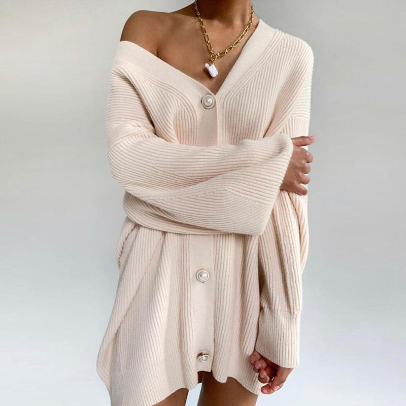Damen Strickcardigan mit oversized Schnitt und dekorativen Knöpfen Drune