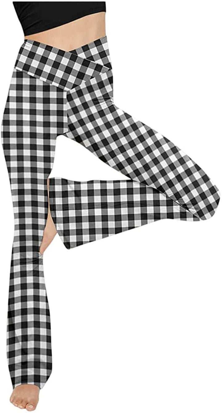 Damen Bootcut Yoga-Hose aus elastischem Material mit hohem Bund Drune