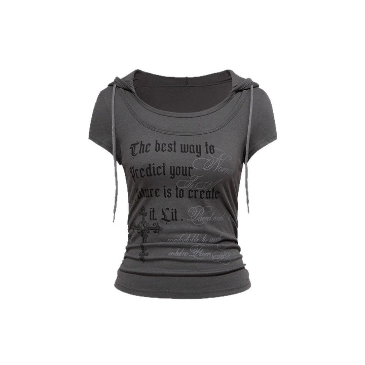 Damen Kapuzen-T-Shirt mit einzigartigem Schriftzug Drune