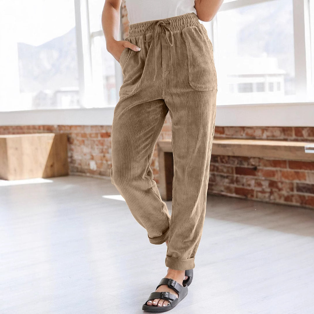 Damen lässige Cargohose mit elastischem Bund und praktischen Seitentaschen Drune